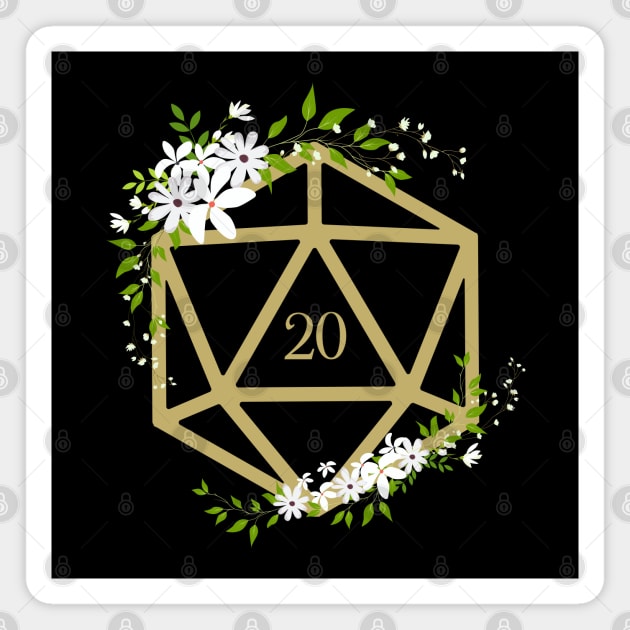 D20 Dice Flowers Tabletop RPG Magnet by dungeonarmory